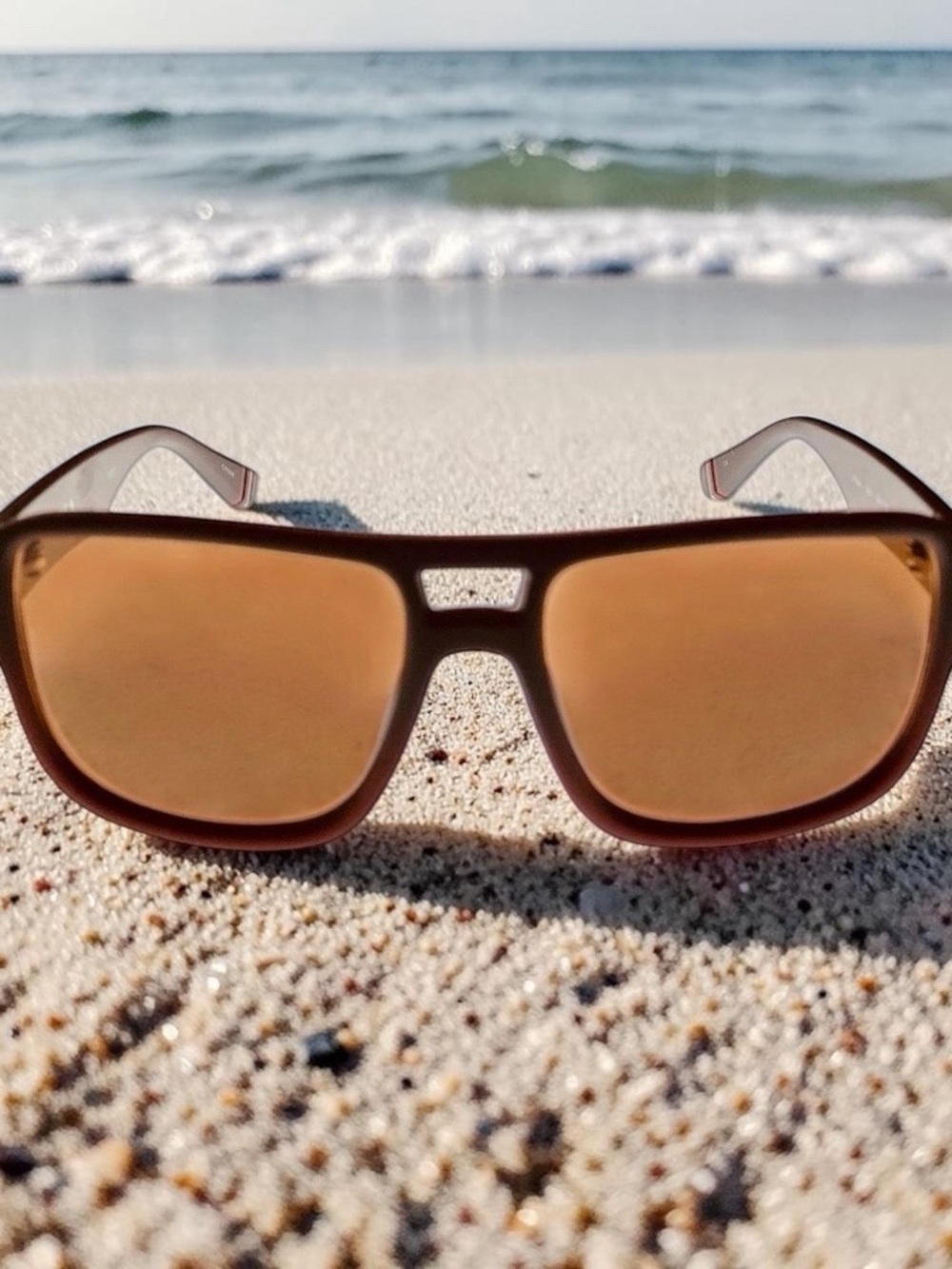 Fila Unisex Matte Brown Gradient Rectangle Plastic Wrap Sunglass SF9344 2ASX